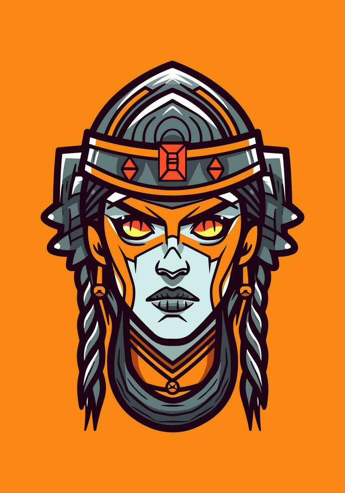 viking warrior girl illustration vector
