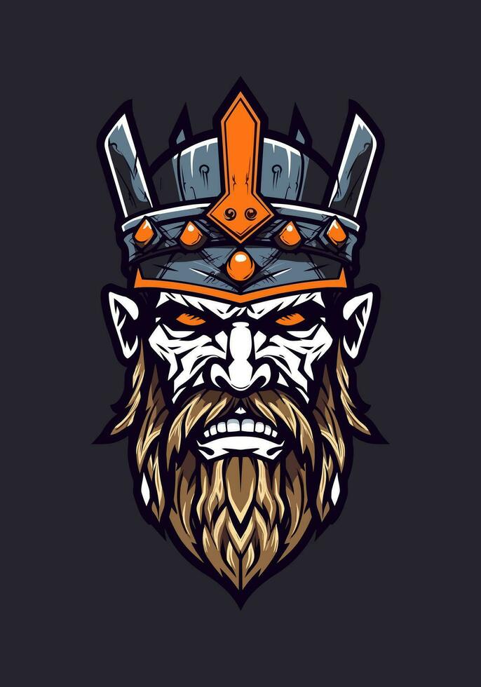 Unleash the undead fury of a zombie Viking warrior in this striking hand-drawn illustration vector