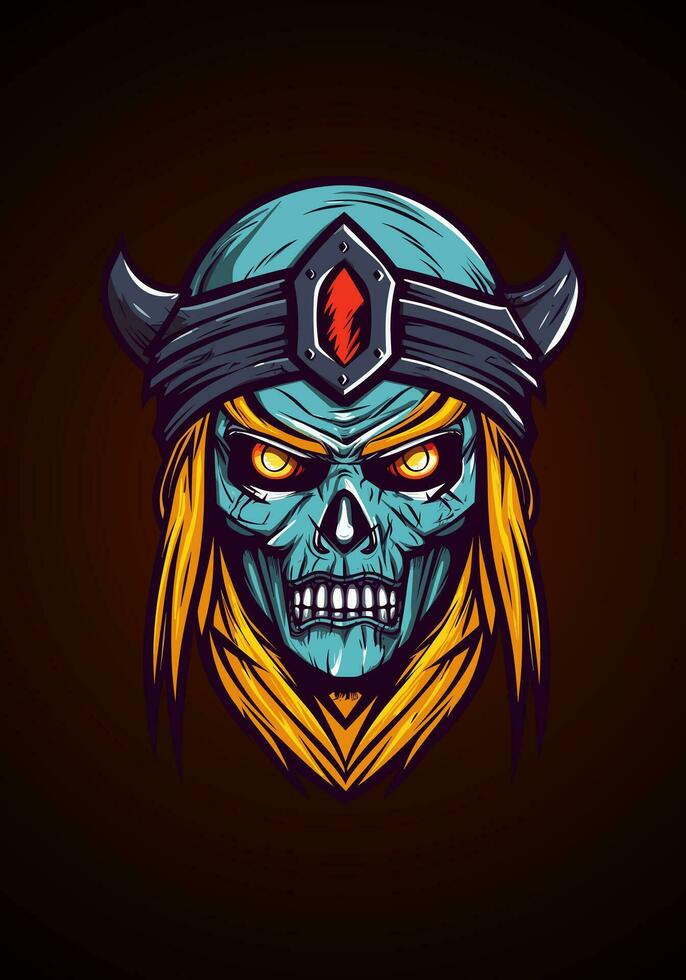 Dive into the dark realm of Norse mythology with a zombie Viking warrior, a haunting and fierce illustration vector