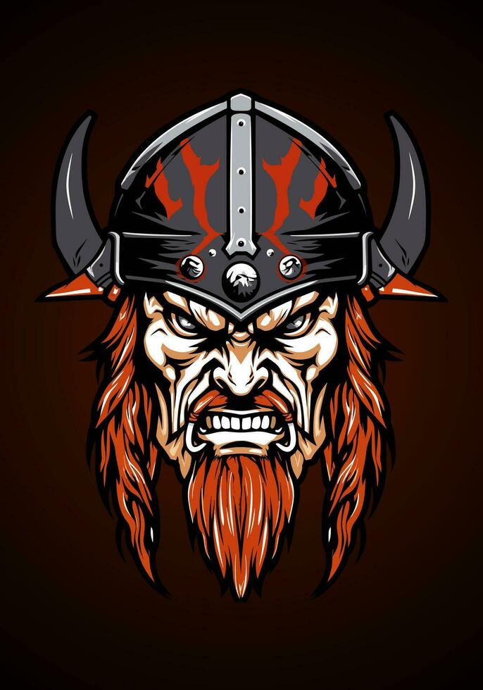 Unleash the undead fury of a zombie Viking warrior in this striking hand-drawn illustration vector