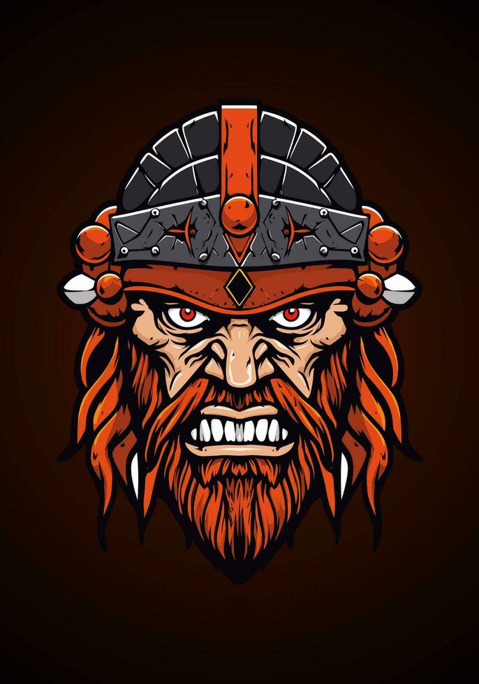 Unleash the undead fury of a zombie Viking warrior in this striking hand-drawn illustration vector