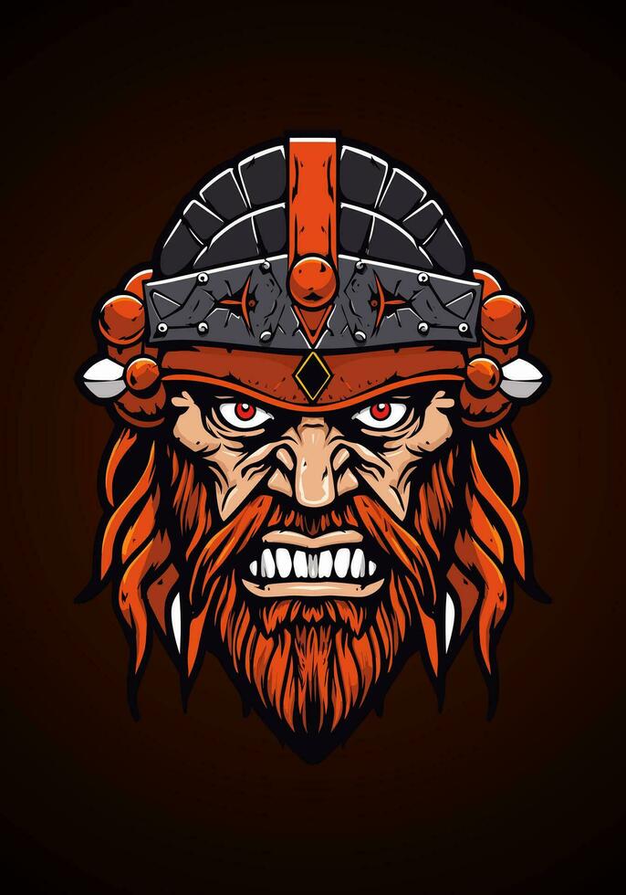 Unleash the undead fury of a zombie Viking warrior in this striking hand-drawn illustration vector