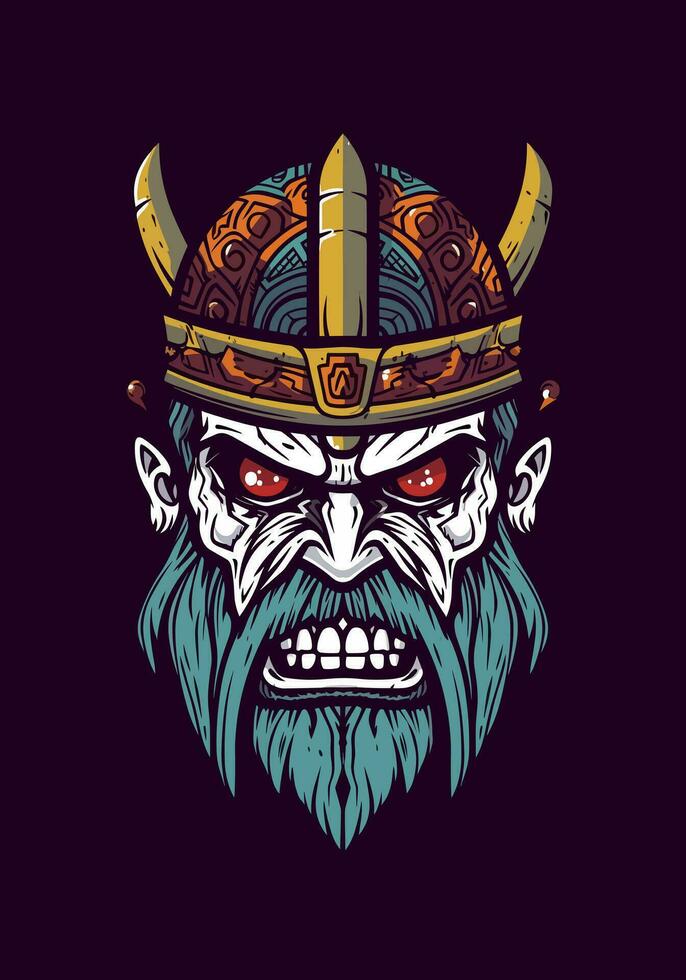 Dive into the dark realm of Norse mythology with a zombie Viking warrior, a haunting and fierce illustration vector