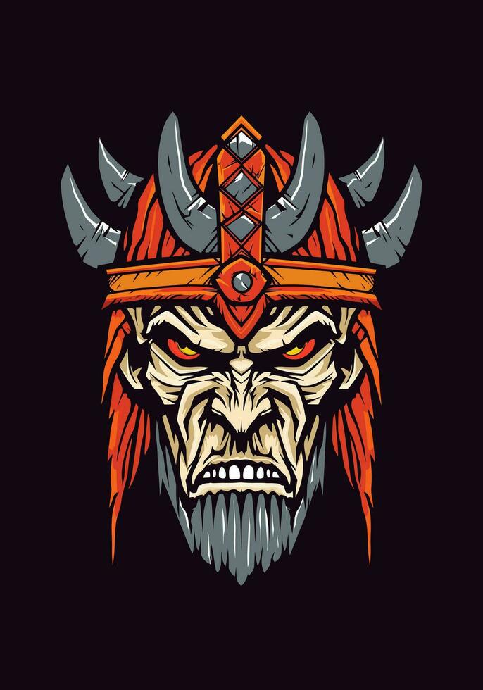 Dive into the dark realm of Norse mythology with a zombie Viking warrior, a haunting and fierce illustration vector