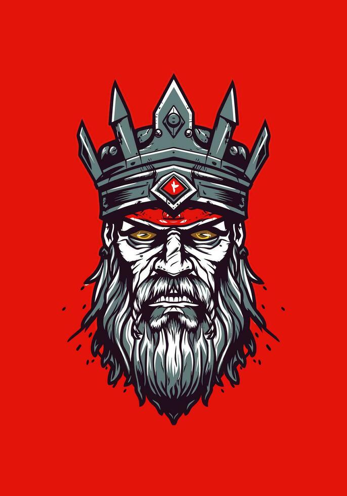 Unleash the undead fury of a zombie Viking warrior in this striking hand-drawn illustration vector