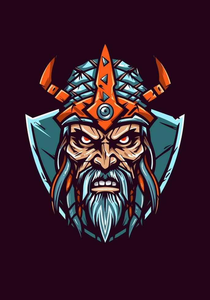 Unleash the undead fury of a zombie Viking warrior in this striking hand-drawn illustration vector