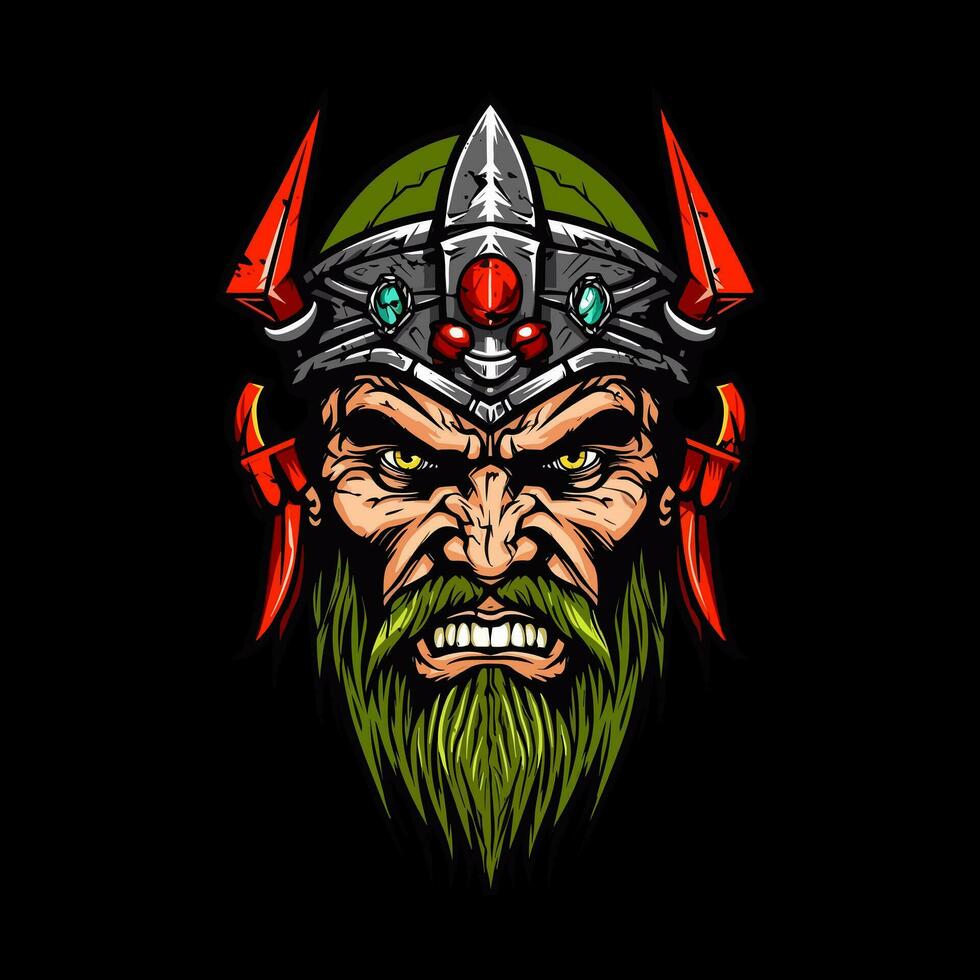 Dive into the dark realm of Norse mythology with a zombie Viking warrior, a haunting and fierce illustration vector