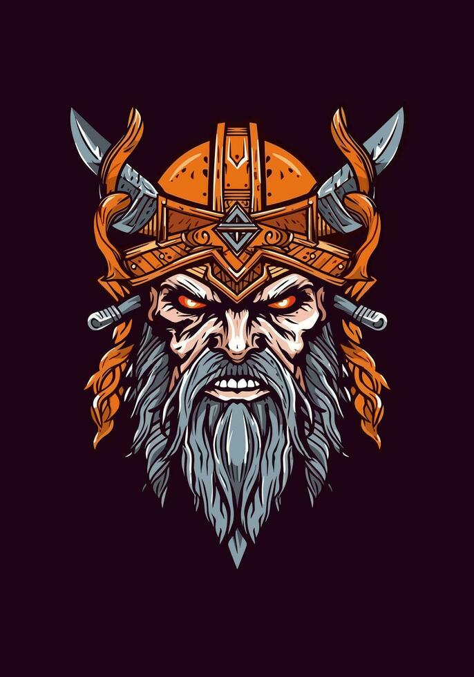 Dive into the dark realm of Norse mythology with a zombie Viking warrior, a haunting and fierce illustration vector