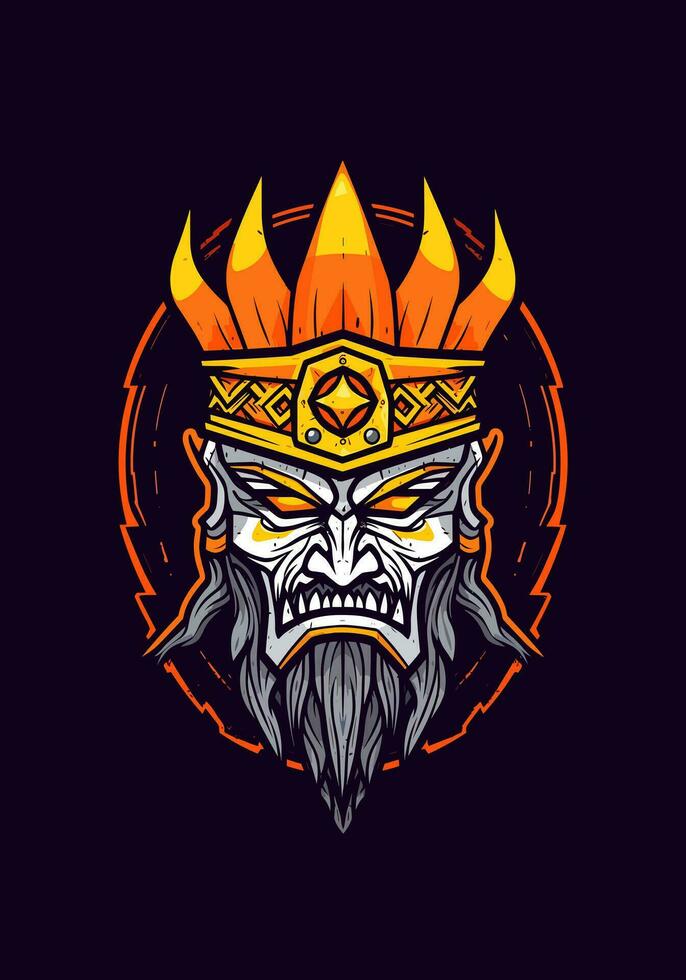 Dive into the dark realm of Norse mythology with a zombie Viking warrior, a haunting and fierce illustration vector