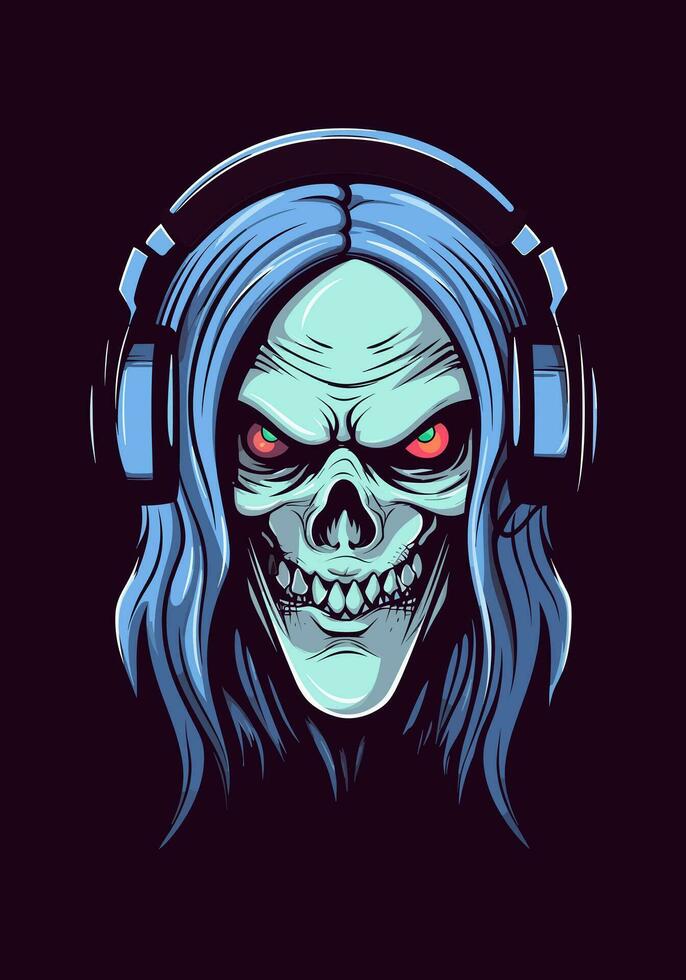 zombie wearing headphone illustration vector