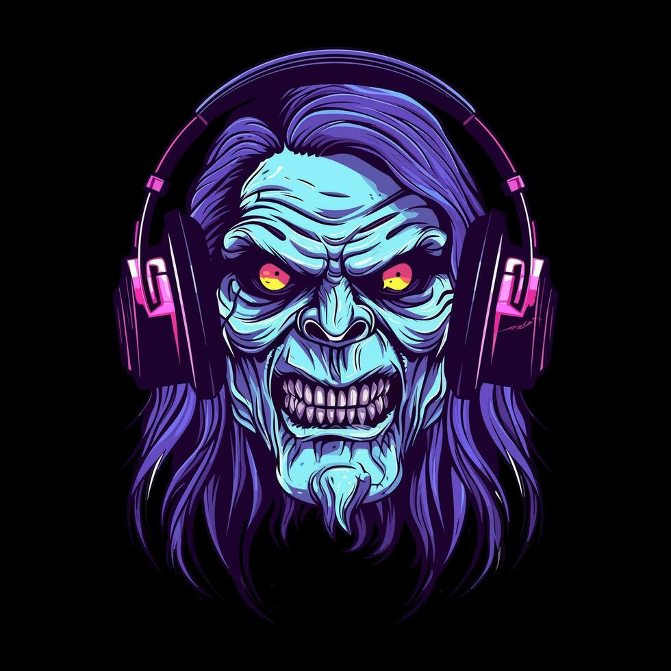 zombi vistiendo auricular ilustración vector