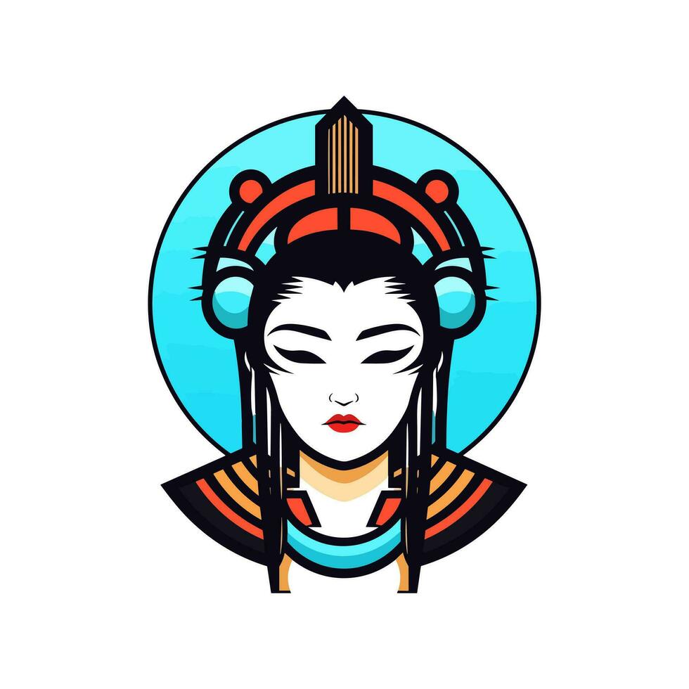 Embrace the beauty and mystique of Japanese culture with a hand-drawn geisha girl illustration, ideal for captivating logo designs with a touch of tradition vector