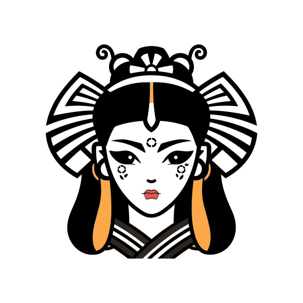 Embrace the beauty and mystique of Japanese culture with a hand-drawn geisha girl illustration, ideal for captivating logo designs with a touch of tradition vector