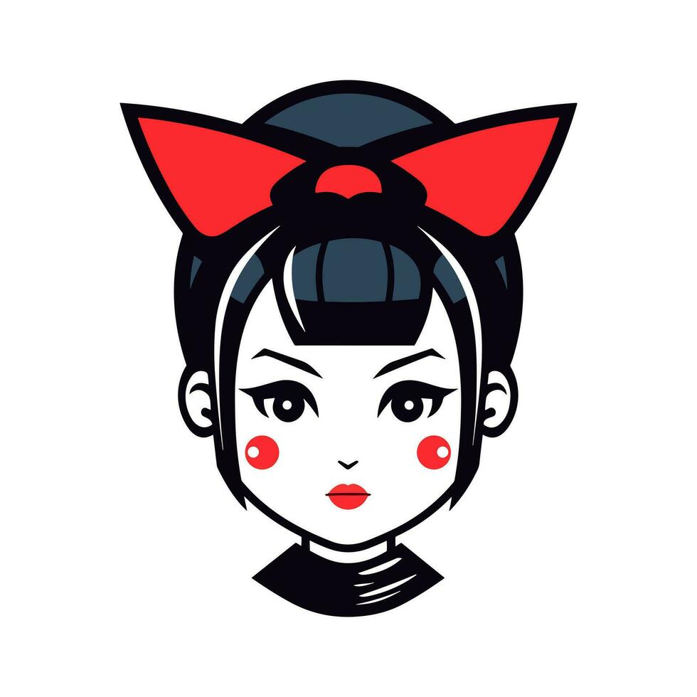 Intricately hand drawn Japanese geisha girl illustration, perfect for creating unique and visually stunning logo designs vector