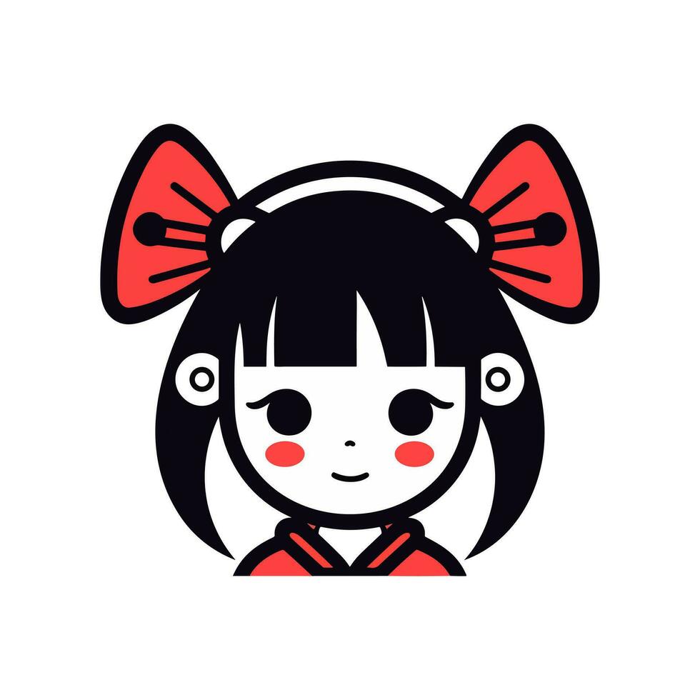 japonés geisha niña mano dibujado logo diseño ilustración vector