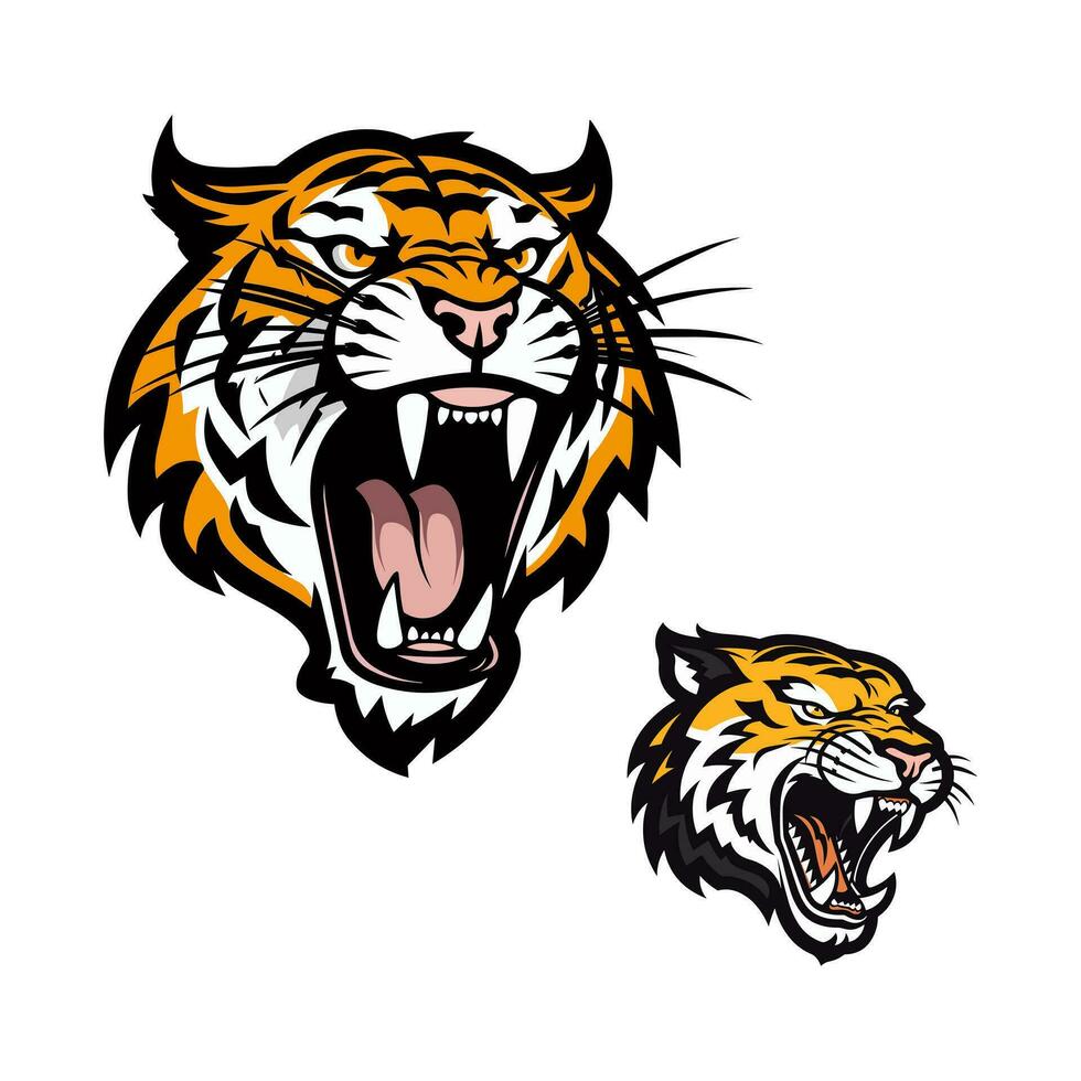 Striking hand drawn tiger logo design with intricate details and powerful presence. Ideal for brands seeking a strong and captivating image vector