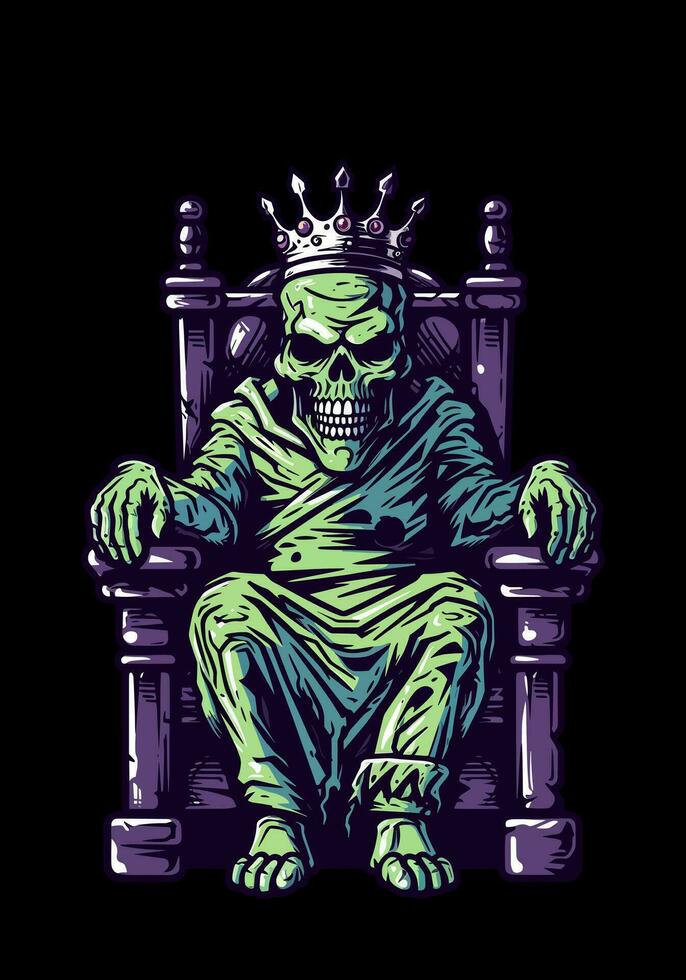 king zombie in a throne illustration vector