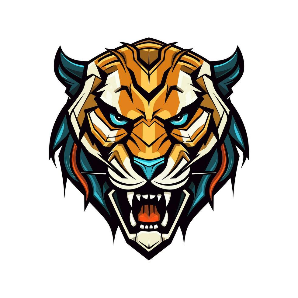 Expressive hand drawn tiger illustration in logo design, showcasing grace and strength. Perfect for brands wanting a touch of wild elegance vector