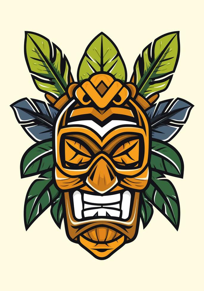 abrazo el espíritu de el islas con un de madera tiki máscara tribal logo. único, atrevido, y lleno de simbolismo, eso trae un toque de autenticidad a tu marca vector
