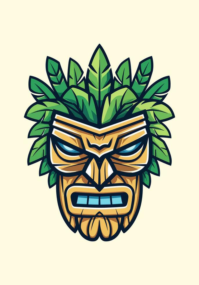 capturar el esencia de tribal Arte con un dibujado a mano de madera tiki máscara logo. sus rústico encanto y cultural significado hacer eso un destacar elección para tu marca vector