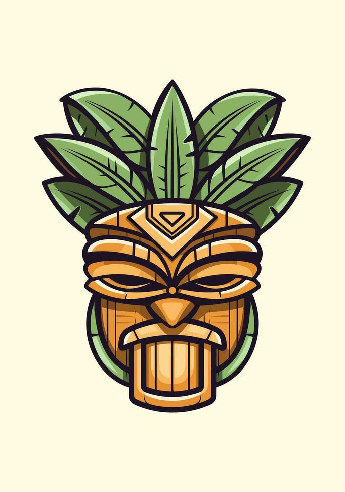 abrazo el espíritu de el islas con un de madera tiki máscara tribal logo. único, atrevido, y lleno de simbolismo, eso trae un toque de autenticidad a tu marca vector