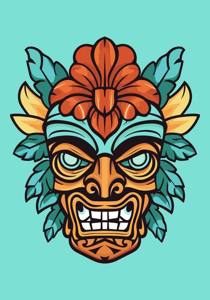 abrazo el espíritu de el islas con un de madera tiki máscara tribal logo. único, atrevido, y lleno de simbolismo, eso trae un toque de autenticidad a tu marca vector