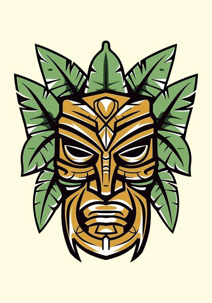 capturar el esencia de tribal Arte con un dibujado a mano de madera tiki máscara logo. sus rústico encanto y cultural significado hacer eso un destacar elección para tu marca vector