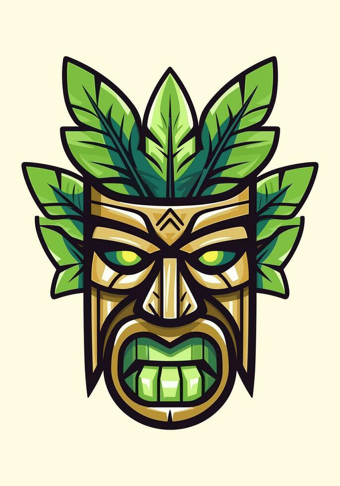 Capture the essence of tribal art with a hand-drawn wooden tiki mask logo. Its rustic charm and cultural significance make it a standout choice for your brand vector