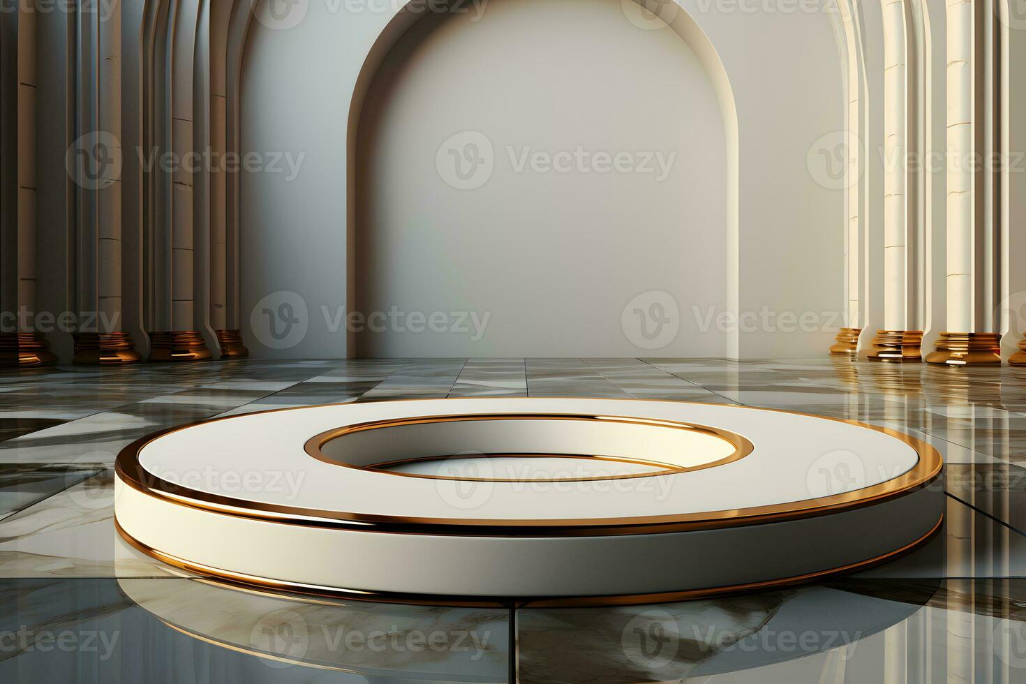 Gold Cicular Pedestals Podium for product presentation geometrical shapes photo