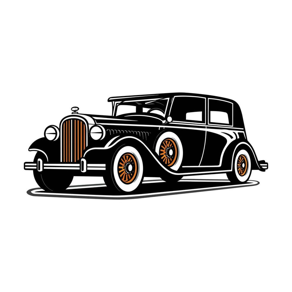 Vintage car hand drawn logo design illustration vector