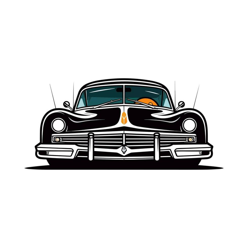 Clásico coche mano dibujado logo diseño ilustración vector