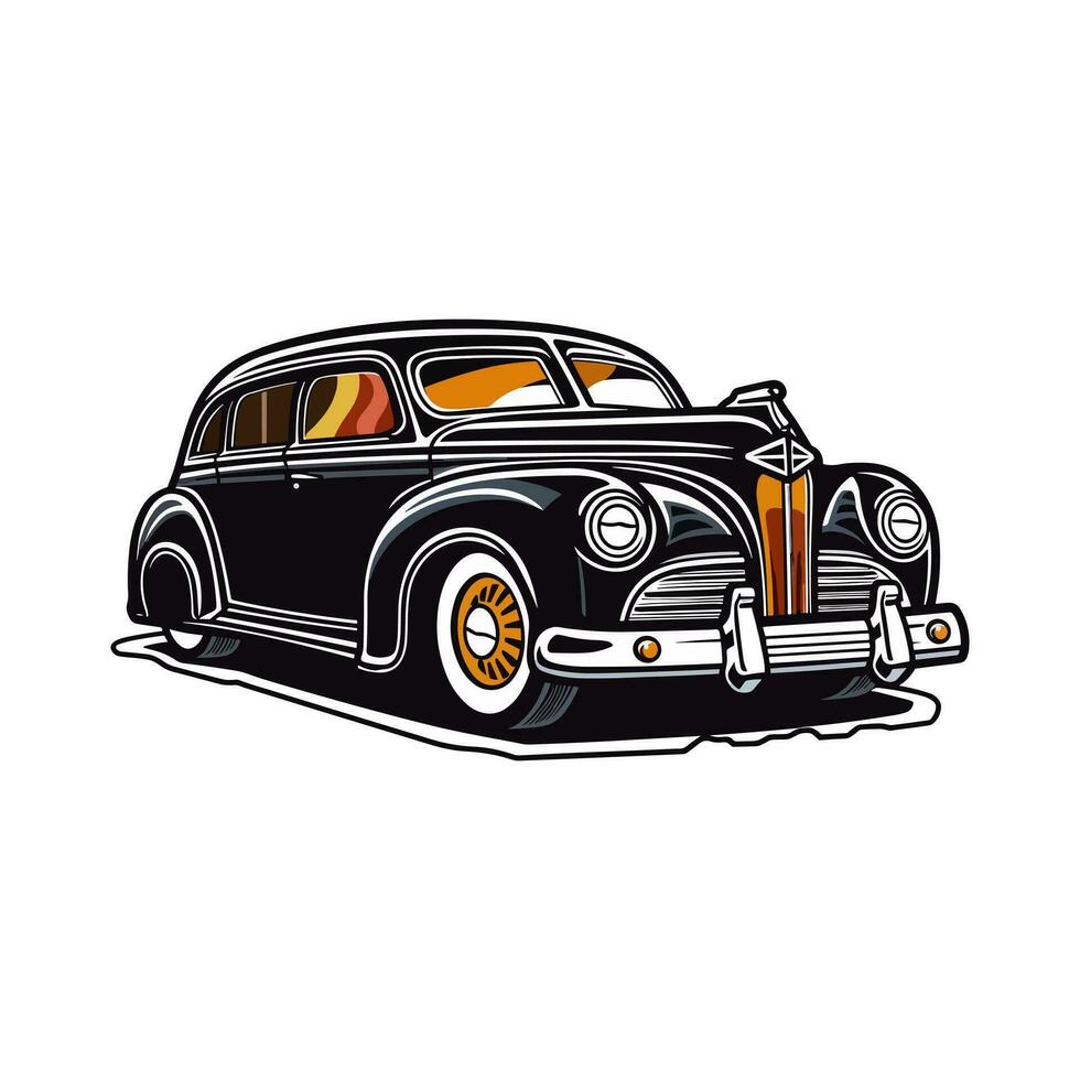 Clásico coche mano dibujado logo diseño ilustración vector