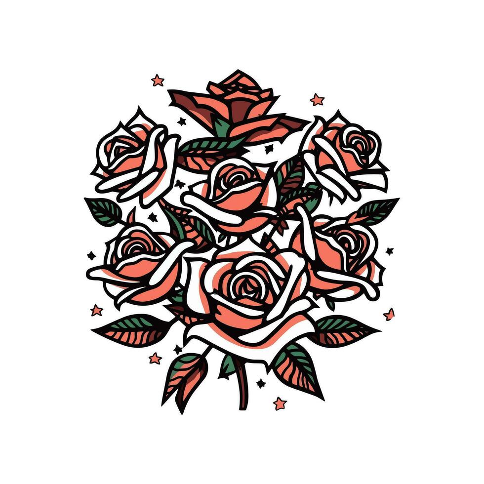 Roses flower hand drawn logo design illustration vector