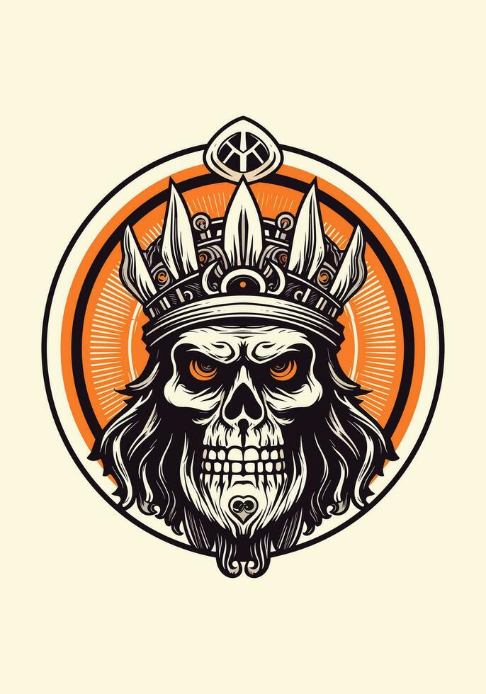 A fierce skull warrior depicted in a hand drawn logo design illustration. Conveys strength, bravery, and a warrior spirit vector