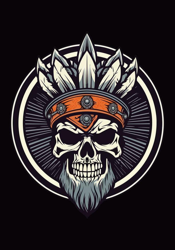 vikingo cráneo guerrero mano dibujado logo diseño ilustración vector