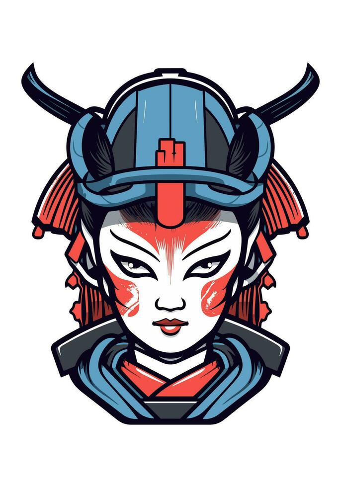 japonés samurai niña ilustración vector