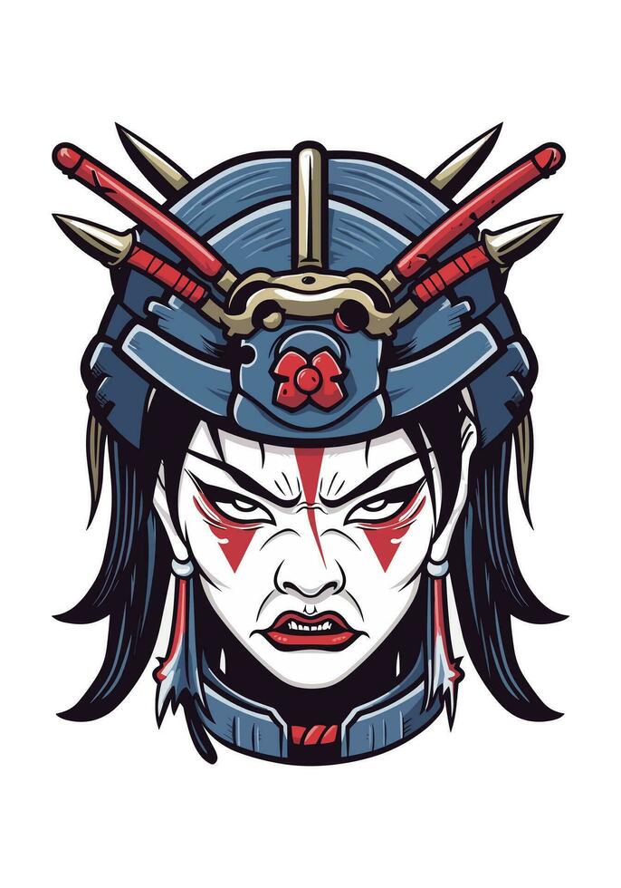 japonés samurai niña ilustración vector