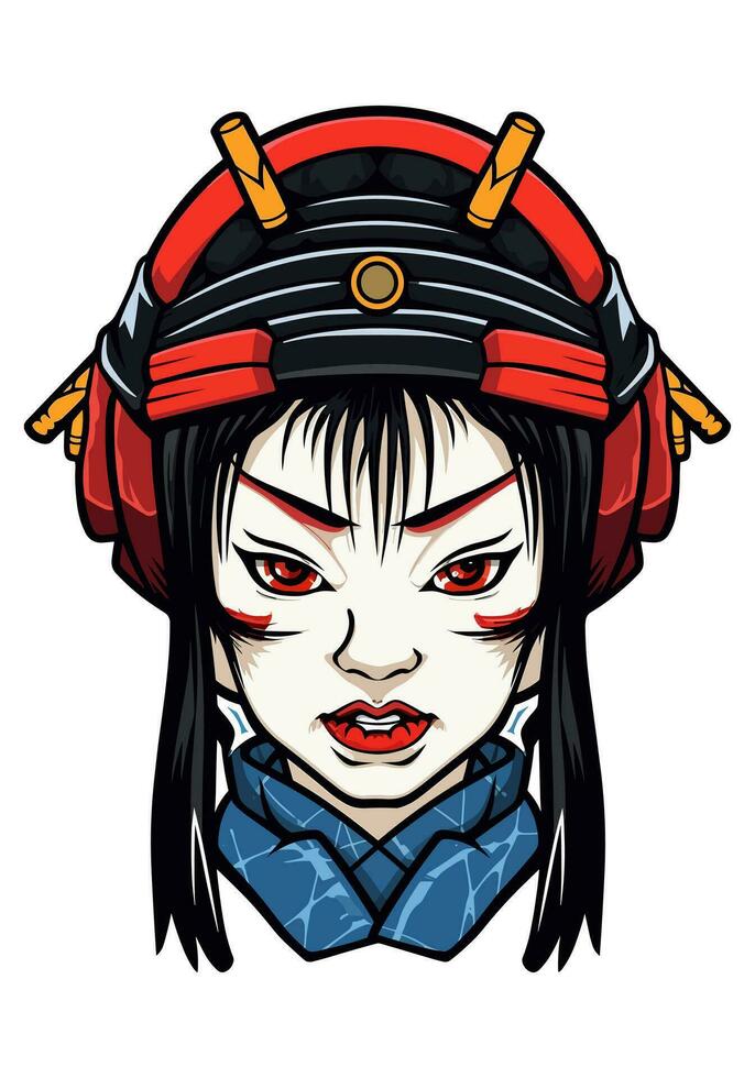 Japanese samurai girl illustration vector