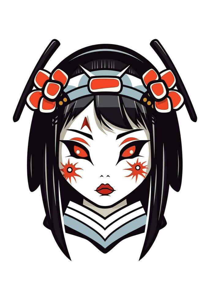 japonés samurai niña ilustración vector