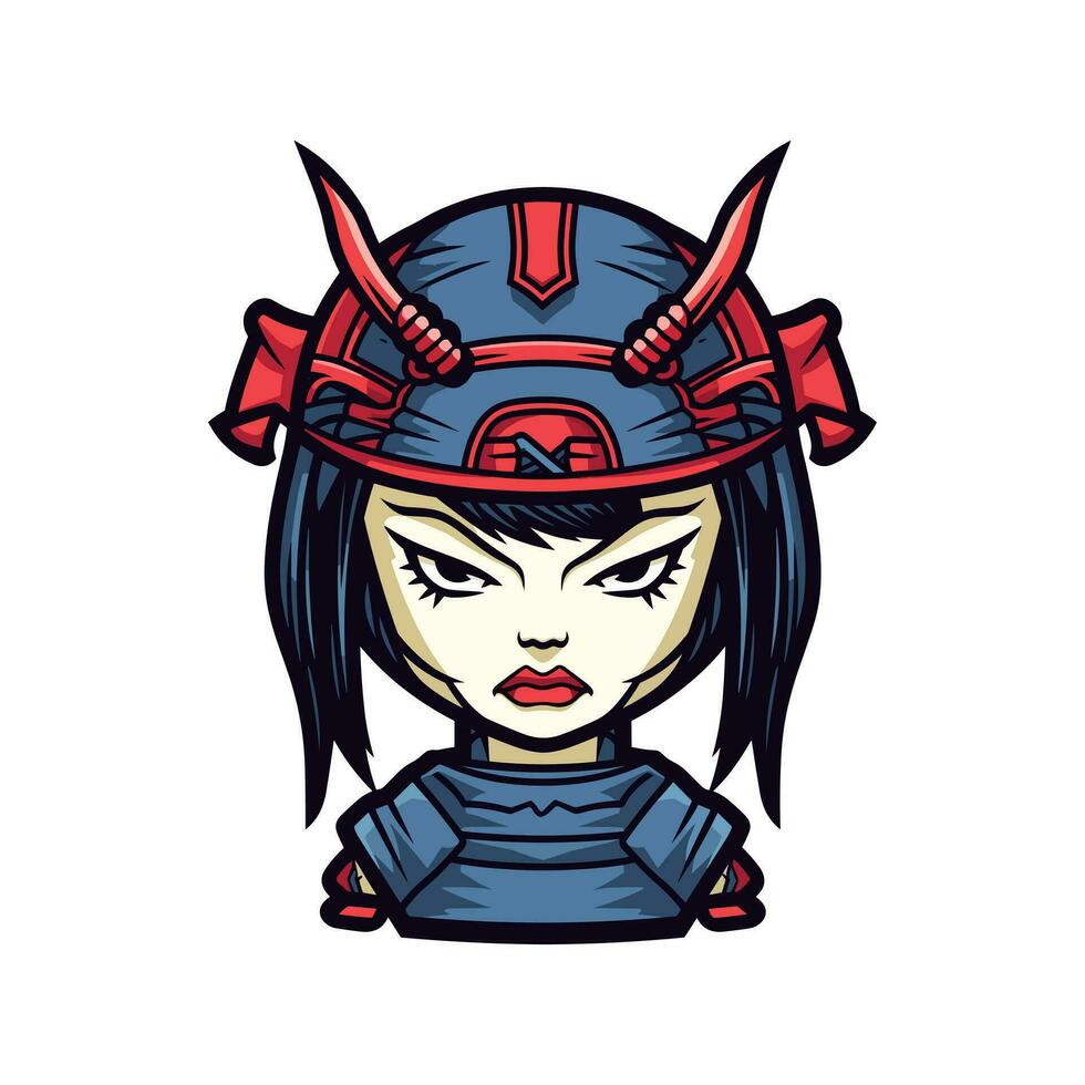 japonés samurai niña ilustración vector