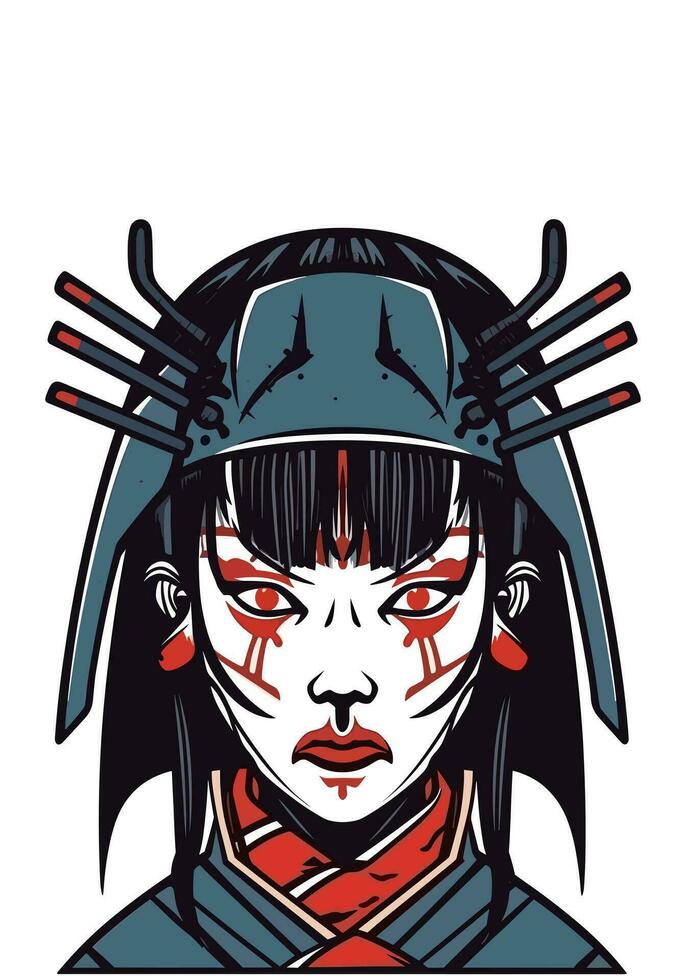 Japanese samurai girl illustration vector