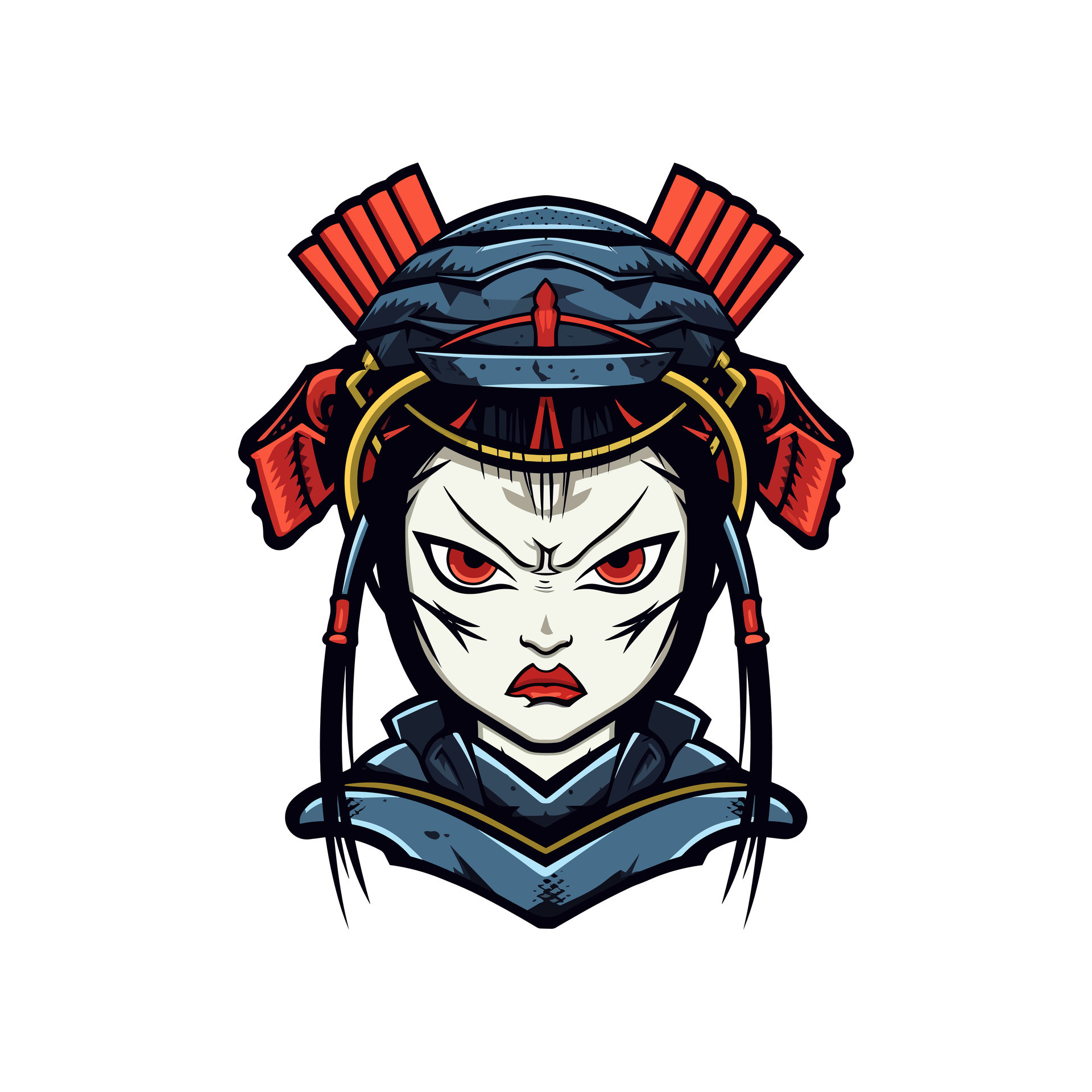 Japanese samurai girl illustration 25917586 Vector Art at Vecteezy