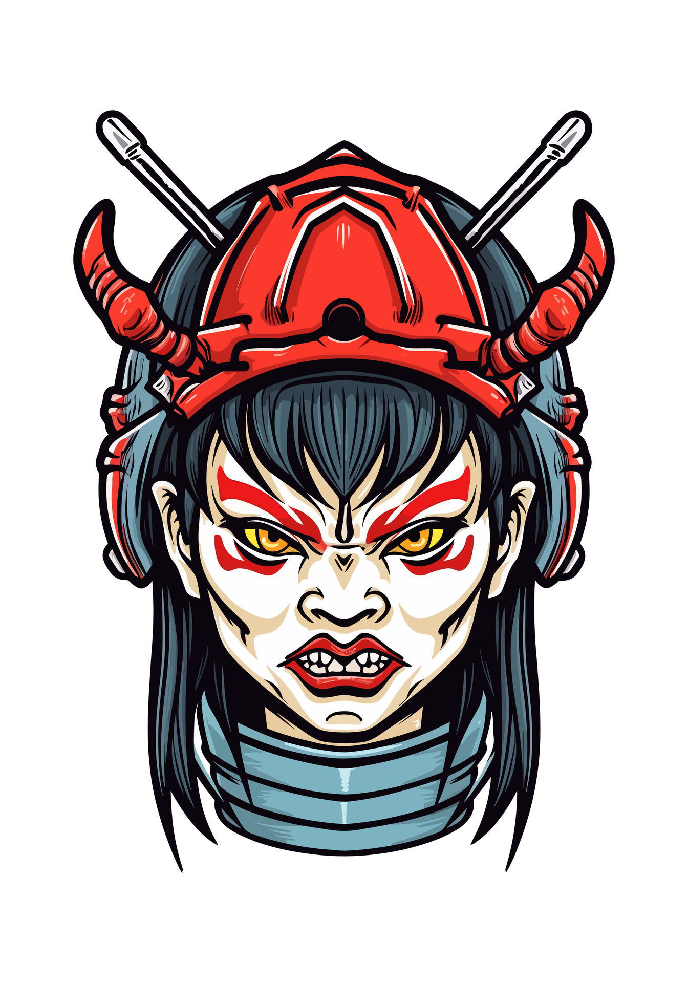 Japanese samurai girl illustration 25917588 Vector Art at Vecteezy