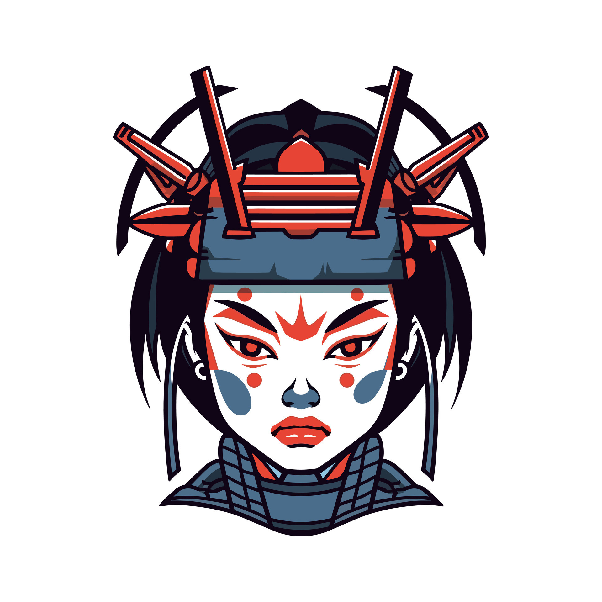 Japanese samurai girl illustration 25917590 Vector Art at Vecteezy