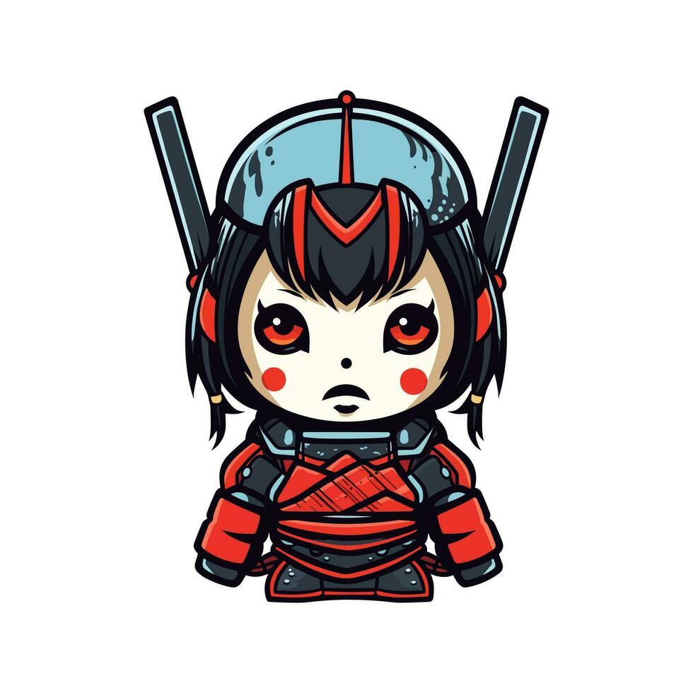 Japanese samurai girl illustration vector