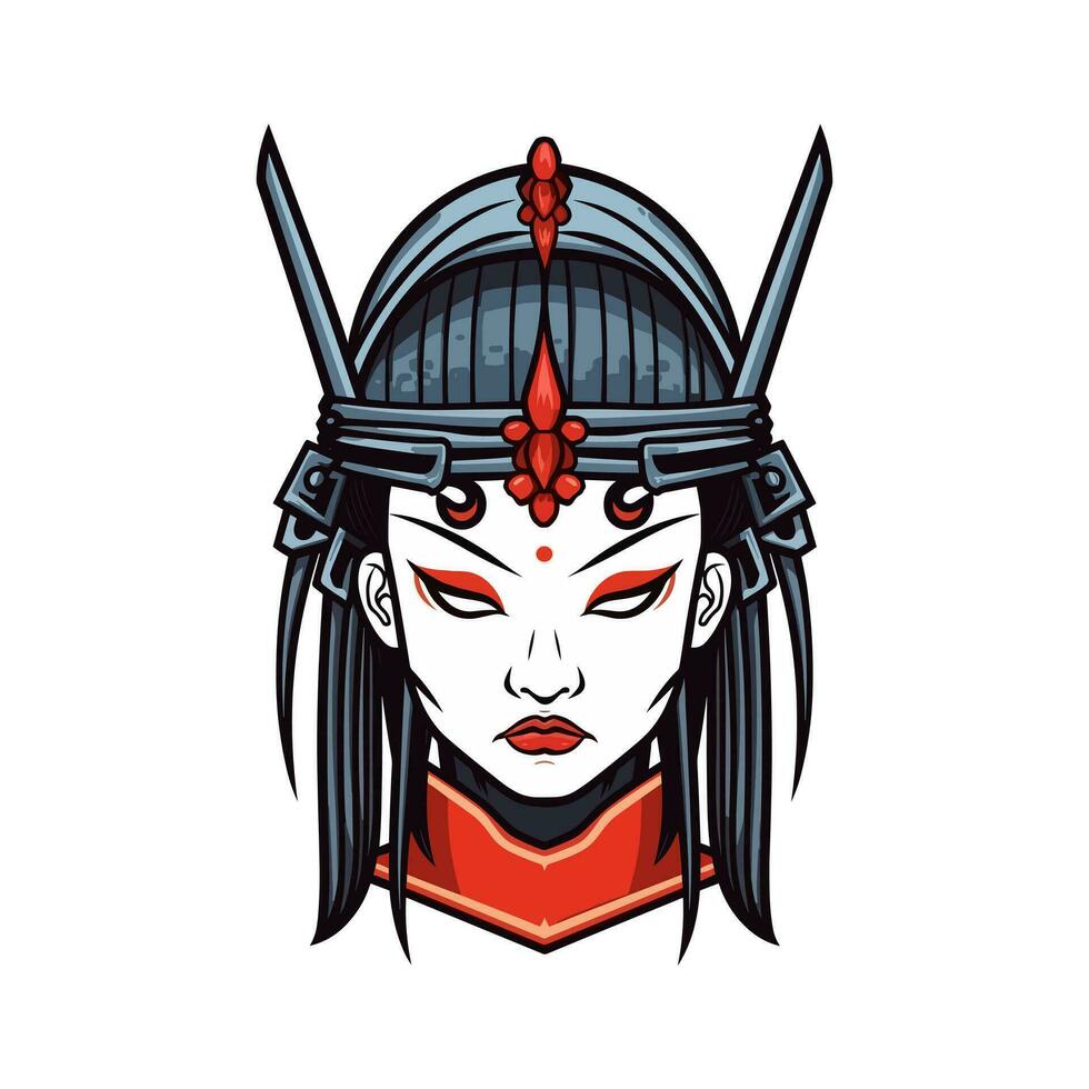 Japanese samurai girl illustration vector