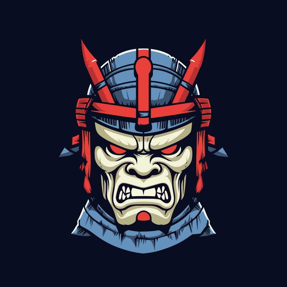 samurai armadura mano dibujado logo diseño ilustración vector