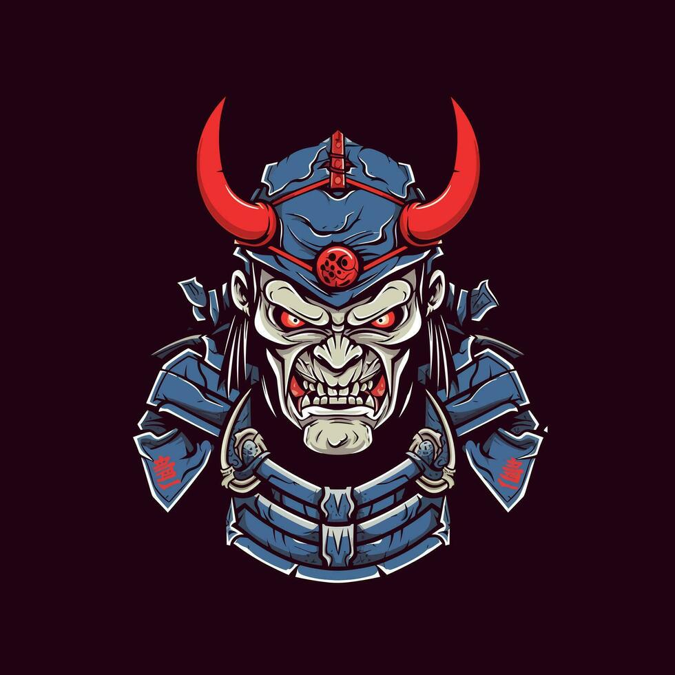 An intriguing fusion of undead and ancient warrior, this hand drawn logo design brings together horror and honor vector