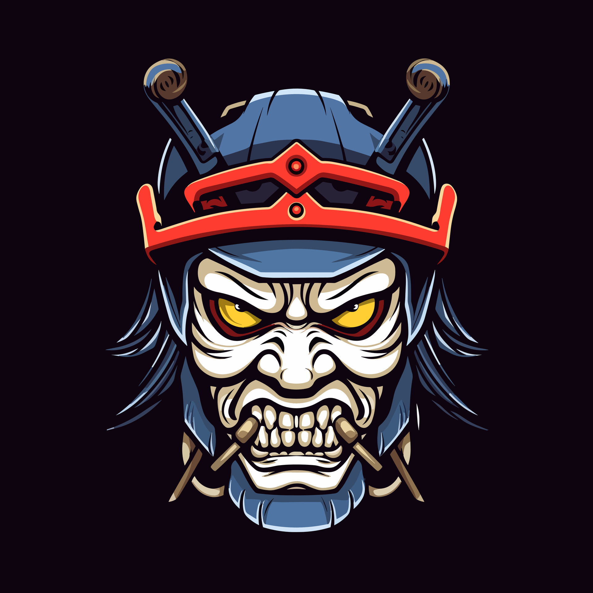 zombie samurai armor hand drawn logo design illustration 25917627 ...
