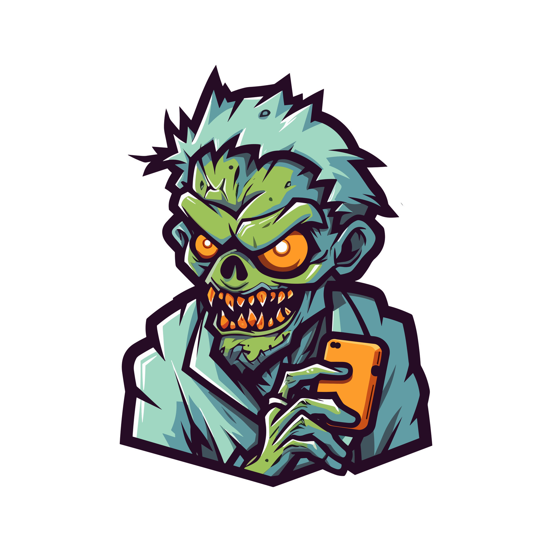 zombie playing a phone hand drawn illustration 25917641 Vector Art at ...